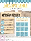 Mesopotamia Choice Board Menu Project