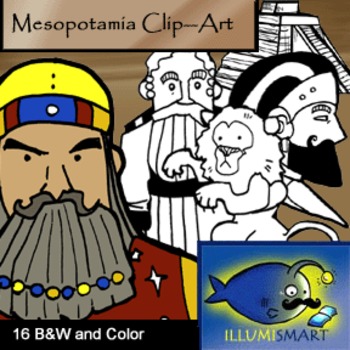 Preview of Mesopotamia Clip-Art: 16 Pieces BW and Color
