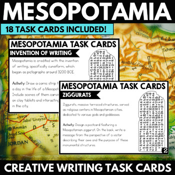 Preview of Mesopotamia Task Cards - Creative Writing Prompts - Activities Projects Art