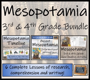 Preview of Mesopotamia Display Timeline Close Reading & Writing Bundle | 3rd & 4th Grade