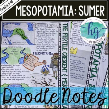 Preview of Mesopotamia Doodle Notes Set 1 for the Fertile Crescent and Sumer