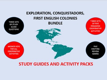 Preview of Exploration, Conquistadors,  English Colonies Bundle: Study Guide/Activity Packs