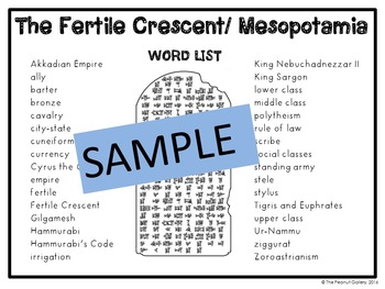 Mesopotamia/ Fertile Crescent Task Cards & Bingo Game by The Peanut Circus