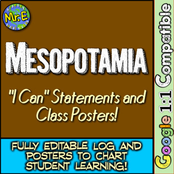 Preview of Mesopotamia "I Can" Statements & Learning Goals! Measure Mesopotamia Goals!