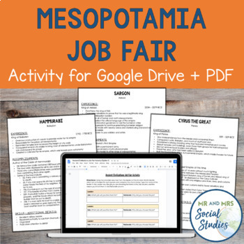 Preview of Mesopotamia + Persian Empire Job Fair Activity | Hammurabi Sargon Cyrus Darius