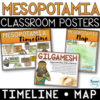 Preview of Mesopotamia Posters Timeline Map Word Wall Door Decor Classroom Decorations