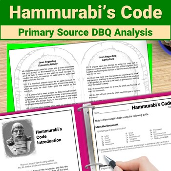 Preview of Ancient Mesopotamia Hammurabi's Code of Law Primary Source DBQ Activity