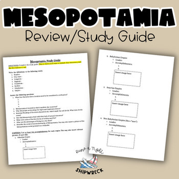 Preview of Mesopotamia Review Study Guide READY TO POST OR PRINT Worksheet