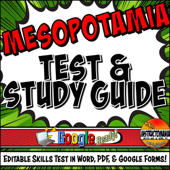 Preview of Mesopotamia Skills Test & Study Guide Bundle, Editable, Print or Google Forms