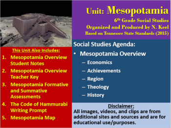 Preview of Mesopotamia Overview Unit - E.A.R.T.H. Notes, Keys, PP, and Tests - 6th Grade SS