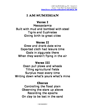 Preview of MESOPOTAMIA / SUMERIA lyrics and worksheets for online music video