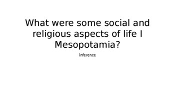 Preview of Mesopotamia - religious and social aspects