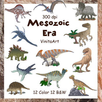 Preview of Mesozoic Era prehistoric Dinosaur Clip Art