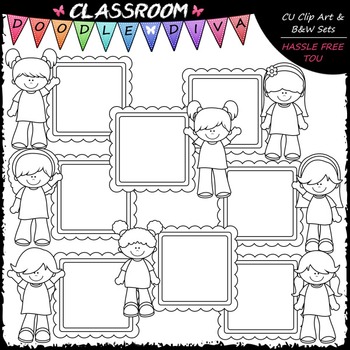 Message Board Girls Clip Art - Kids Frames Clip Art by Classroom Doodle ...