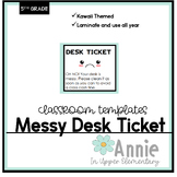 Messy Desk Warning Tickets, Kawaii Emoticon Theme
