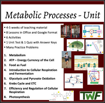 Preview of Metabolic Processes Unit - Lessons, Notes, Worksheets & Assessments