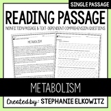 Metabolism Reading Passage | Printable & Digital