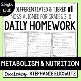 Metabolism and Nutrition Homework | Printable & Digital