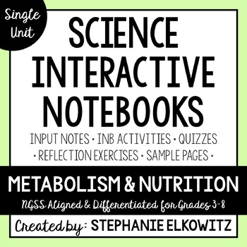 Preview of Metabolism and Nutrition Interactive Notebook Unit | Editable Notes