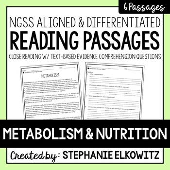 Preview of Metabolism & Nutrition Reading Passages | Printable & Digital | Immersive Reader