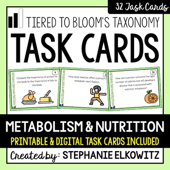 Preview of Metabolism and Nutrition Task Cards | Printable & Digital