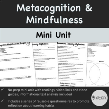 Preview of Metacognition & Mindfulness Mini Unit | For Any Subject | Grades 7+ | Digital