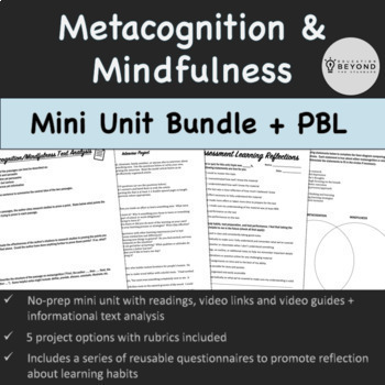 Preview of Metacognition & Mindfulness Mini Unit + Project Based Learning | Gr 7+ | Digital