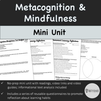 Preview of Metacognition and Mindfulness Mini Unit | Any Subject Area | Grades 7+