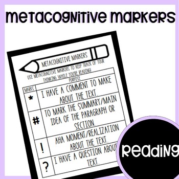 Metacognitive Markers Anchor Chart - Close Reading by In Seventh