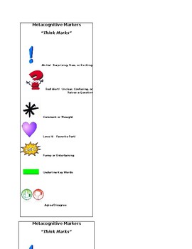 Preview of Metacognitive Markers Book Marks