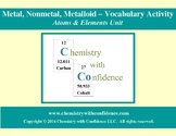 Metal, Nonmetal, Metalloid Vocabulary Activity
