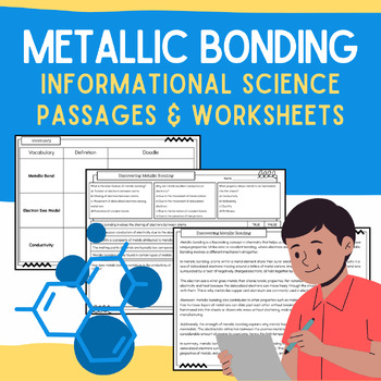 Preview of Metallic Bonding: Informational Science Passages, Worksheets, & Answer Key