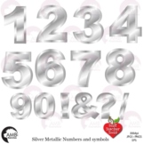 Metallic Silver Numbers and Symbols Clipart {Best Teacher 