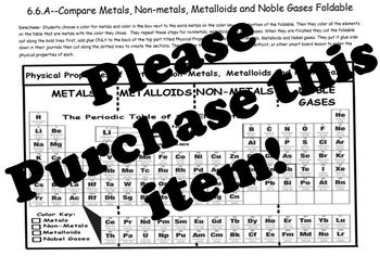 Preview of Metals, Non-Metals, Metalloids, Noble Gases Foldable (TEXAS SCIENCE TEK 6.6A)