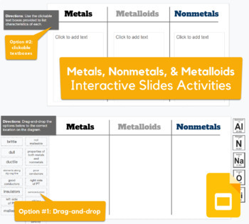 Preview of Metals, Nonmetals, and Metalloids - drag-and-drop in Slides