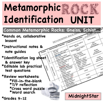Preview of Metamorphic Rock Identification and Formation UNIT