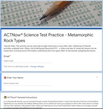 Preview of Metamorphic Rock Types ACTNow® - Online Blended Distance Remote Test Prep