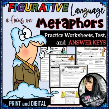 Preview of Figurative Language METAPHORS Worksheets (Print and Digital)
