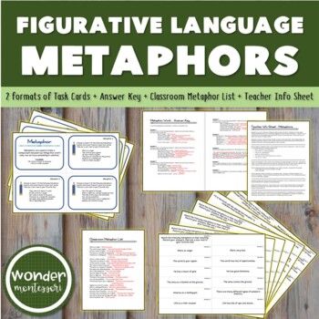 Preview of Metaphor Task Cards for Montessori Upper Elementary Word Study Curriculum