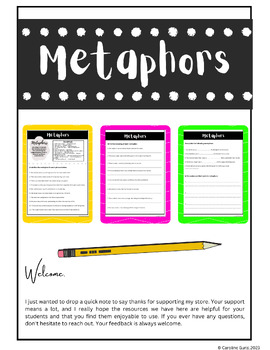 Preview of Metaphor worksheets