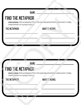 Preview of Metaphorical Mastery Formative Assessment