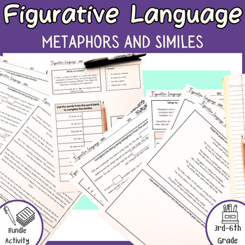 Preview of Metaphors & Similes Poems and Reading Passage Worksheet Bundle