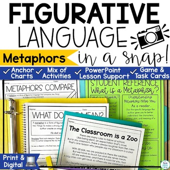 Preview of Metaphor Worksheets Game Poems Figurative Language PowerPoint 3rd 4th 5th Grade 
