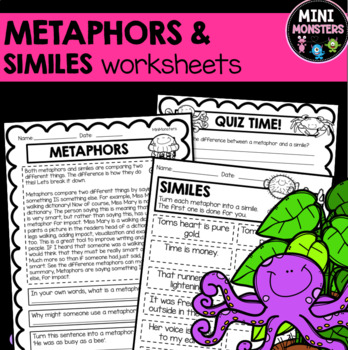 Preview of Metaphors and Similes Worksheets