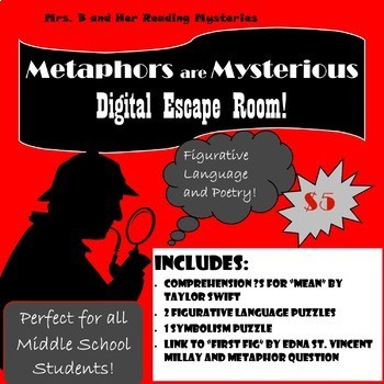 Preview of Metaphors are Mysterious: Figurative Language Digital Escape Room- Middle School