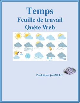Preview of Météo (Weather in French) Webquest
