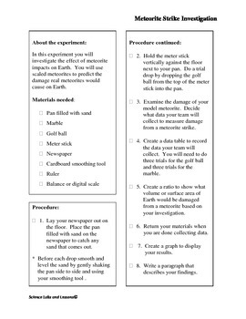 Meteorite Strike Investigation by Science Labs and Lessons | TPT