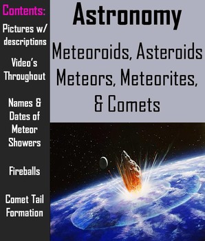 Preview of Comets, Meteors, Meteoroids, Meteorites, & Asteroids - Interactive PowerPoint