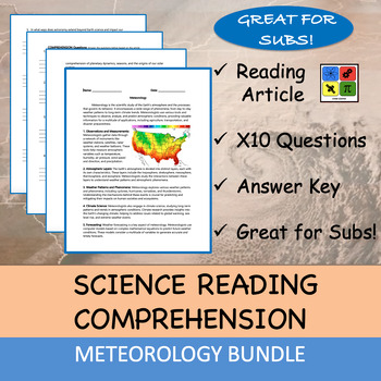 Preview of Meteorology BUNDLE - Reading Passage and x Questions (EDITABLE) YOU SAVE 30%