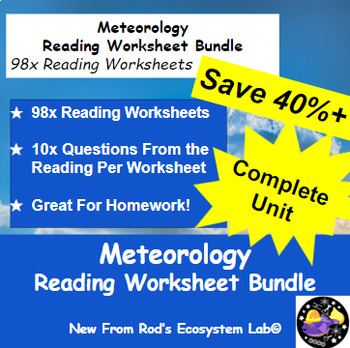Preview of Meteorology Complete Unit Reading Worksheet Bundle **Editable**
